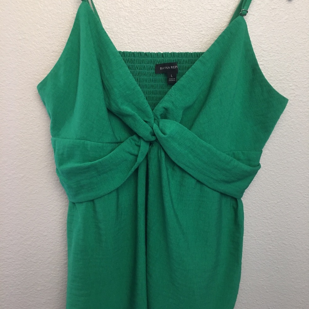 Banana Republic Emerald Green Smocked Square-Neck Camisole